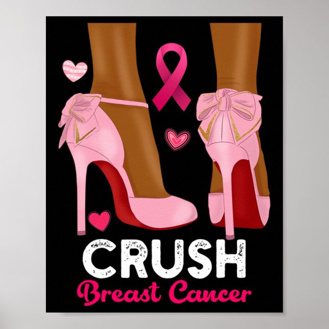 Crush Breast Cancer In October We Wear Pink Black  Poster (Front)