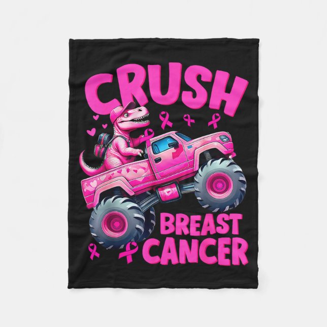 Crush Breast Cancer Nk T-rex Dinosaur Monster Truc Fleece Blanket (Front)