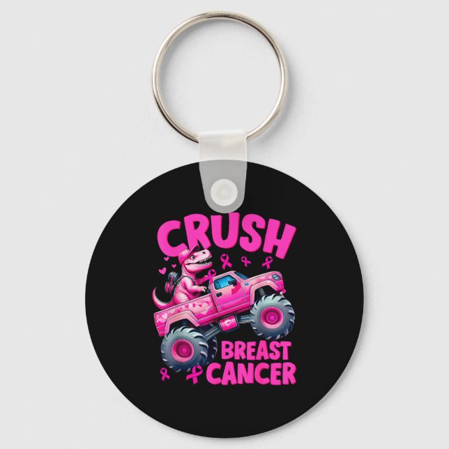 Crush Breast Cancer Nk T-rex Dinosaur Monster Truc Key Ring (Front)