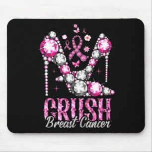 Crush Breast Cancer Pink Bling High Heels Ribbon Mouse Mat