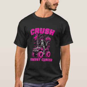 Crush Breast Cancer Skeleton Monster Truck Pumpkin T-Shirt