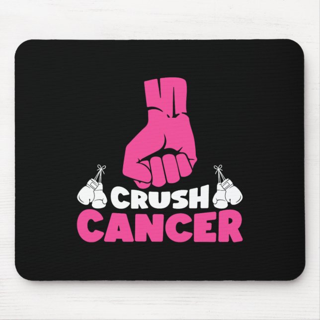 Crush Cancer Boxing Pink Ribbon Breast Cancer Awar Mouse Mat (Front)