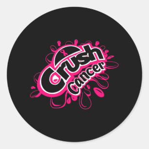 Crush cancer breast cancer awareness  classic round sticker