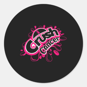 Crush Cancer Breast Cancer Awareness Classic Round Sticker