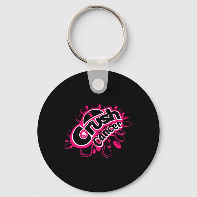 Crush cancer breast cancer awareness  key ring (Front)