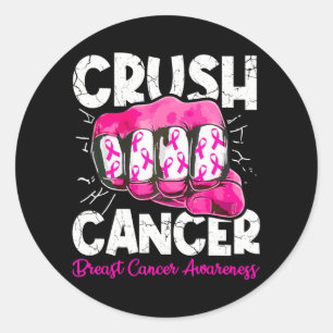 Crush Cancer Breast Cancer Awareness Warrior Classic Round Sticker