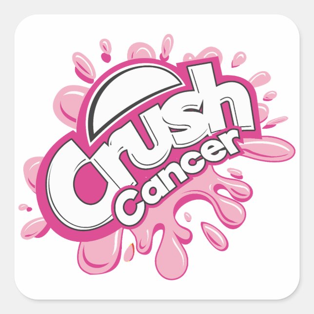 Crush Cancer Support Square Sticker (Front)