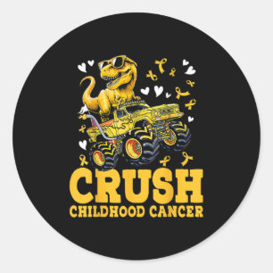 Crush Childhood Cancer Awareness Monster Truck Din Classic Round Sticker