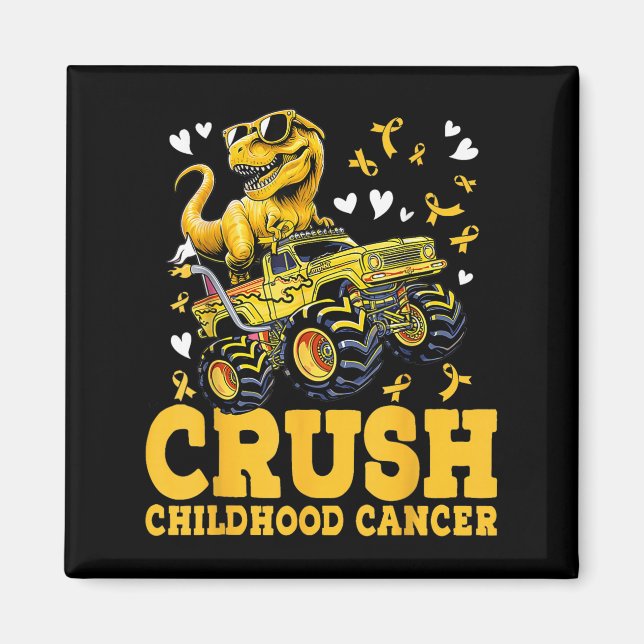 Crush Childhood Cancer Awareness Monster Truck Din Magnet (Front)