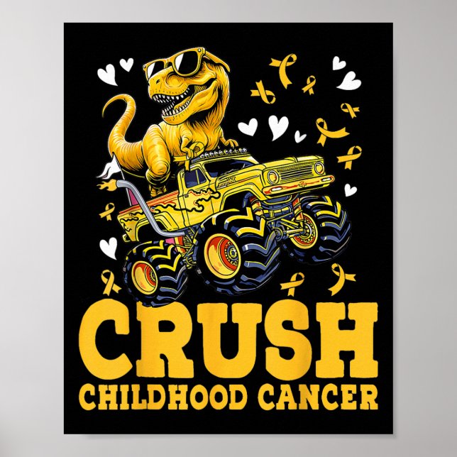 Crush Childhood Cancer Awareness Monster Truck Din Poster (Front)