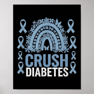 Crush Diabetes Awareness Butterfly Ribbon Tee Poster