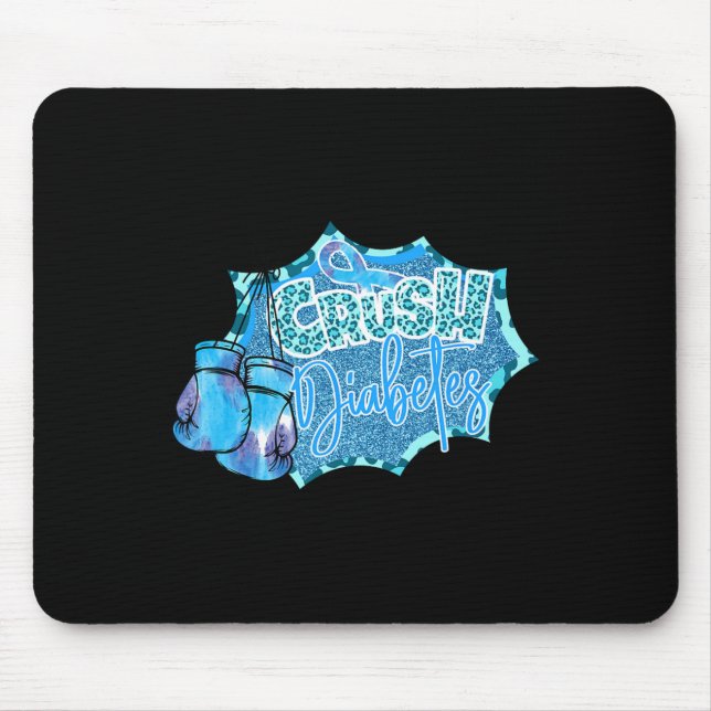 Crush Diabetes Blue Boxing Gloves Diabetes Awarene Mouse Mat (Front)