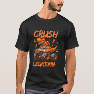 Crush Dinosaur Monster Truck Orange Leukaemia Awar T-Shirt