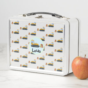 Crush dinosaur tractor Truck Back To School kids Metal Lunch Box