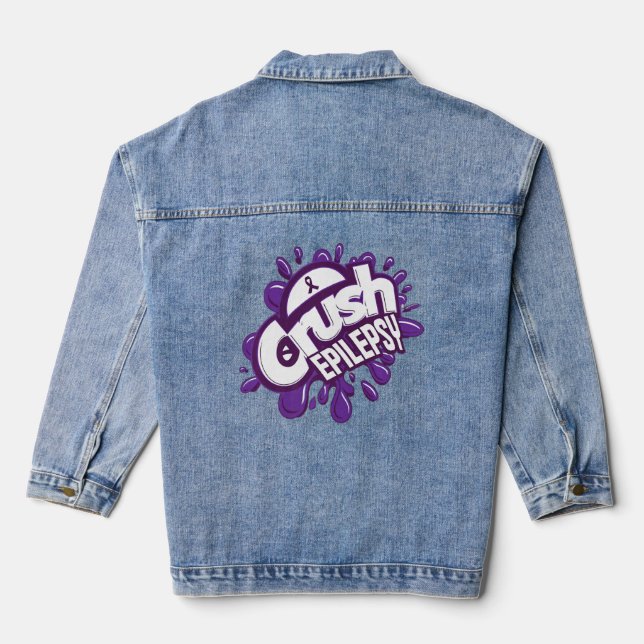 Crush Epilepsy Grafiti Epilepsy Awareness T-Shirt Denim Jacket (Back)