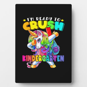 Crush Kindergarten Dabbing Unicorn Back to School  Plaque