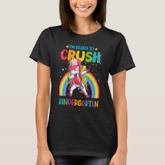 Crush Kindergarten Dabbing Unicorn Back To School  T-Shirt