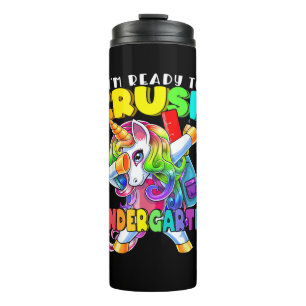 Crush Kindergarten Dabbing Unicorn Back to School Thermal Tumbler