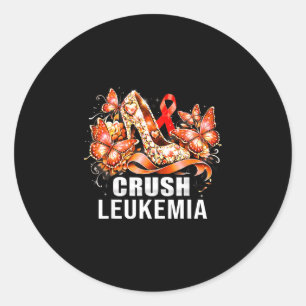 Crush leukaemia cancer high heels flower butterfly classic round sticker
