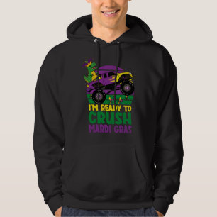 Crush Mardi Gras Dino Monster Truck Toddler Boys Hoodie