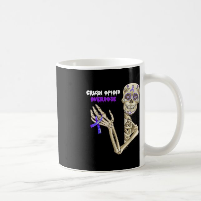 Crush Opioid Overdose Awareness Fun Skeleton Purpl Coffee Mug (Right)