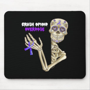 Crush Opioid Overdose Awareness Fun Skeleton Purpl Mouse Mat