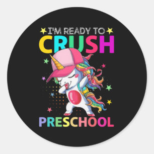 Crush Preschool Dabbing Unicorn Back To School Classic Round Sticker
