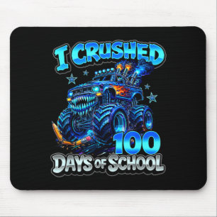 Crushed 100 days of school blue monster truck boys mouse mat