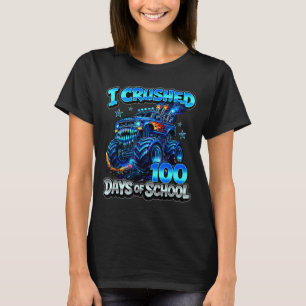 Crushed 100 days of school blue monster truck boys T-Shirt