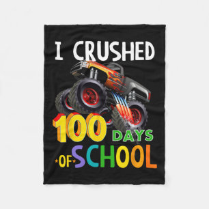 Crushed 100 Days Of School Monster Truck Fleece Blanket