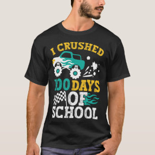 Crushed 100 Days Of School Monster Truck Kids Boys T-Shirt