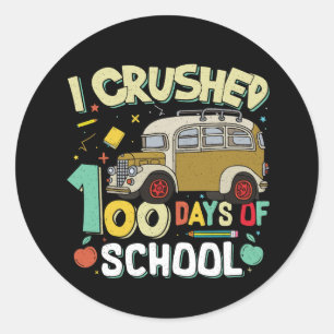 Crushed 100 Days School Classic Round Sticker