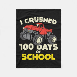 Crushed 100 Days School Monster Truck 100th Day Bo Fleece Blanket
