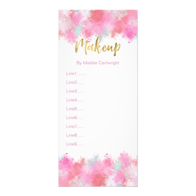 Crushed Blush Pink Makeup Rack Card (Front)