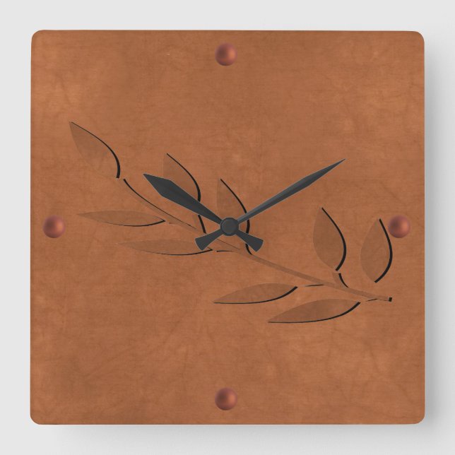 Crushed Copper Square Wall Clock (Front)