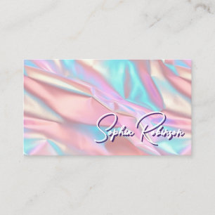 Crushed Metal Holographic Pink Blue Business Card