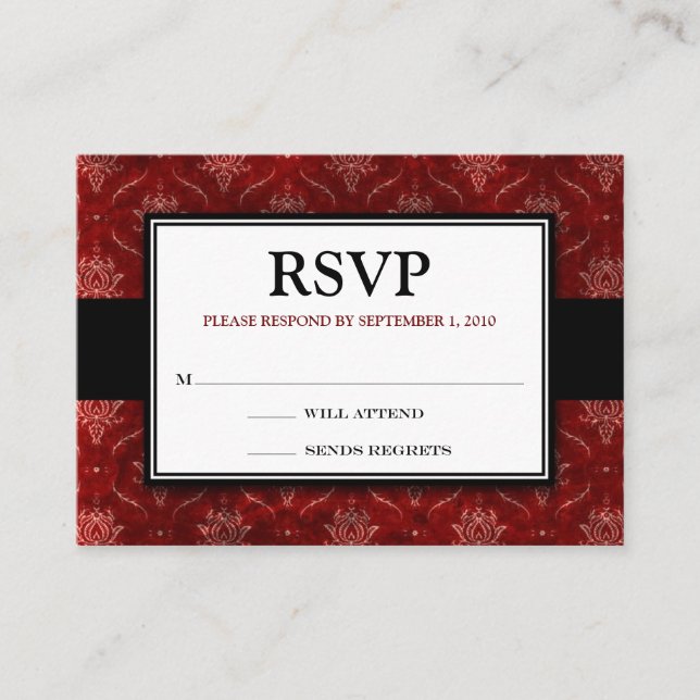 Crushed Red Velvet 3.5x2.5"RSVP Response Card (Front)