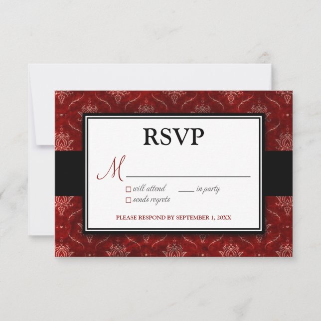 Crushed Red Velvet RSVP Card (5" x 3.5") (Front)