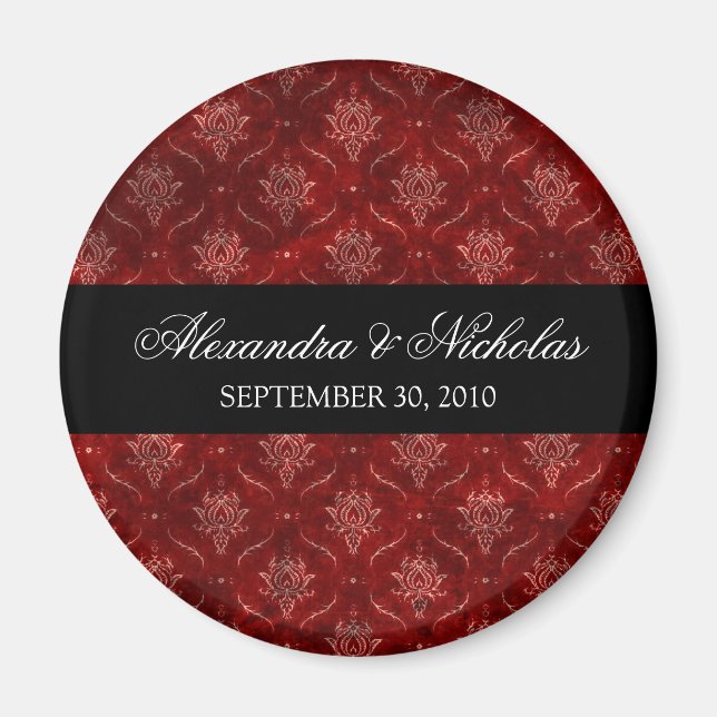 Crushed Red Velvet Wedding Favour Magnet (round) (Front)