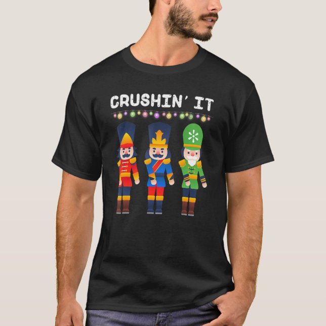 Crushin It Flossing Nutcracker Christmas Dance T-Shirt (Front)