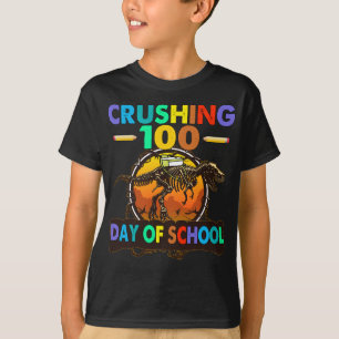Crushing 100 Days Of School Dinosaur Teacher boy 1 T-Shirt