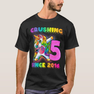 Crushing 5 Since 2016 Dabbing Unicorn 5Th Birthday T-Shirt