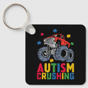 Crushing Autism Monster Truck Awareness Boy Girl Key Ring
