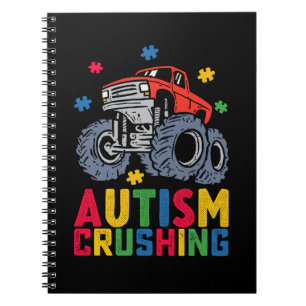 Crushing Autism Monster Truck Awareness Boy Girl Notebook