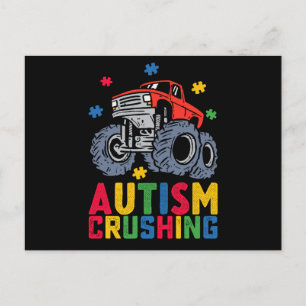 Crushing Autism Monster Truck Awareness Boy Girl Postcard