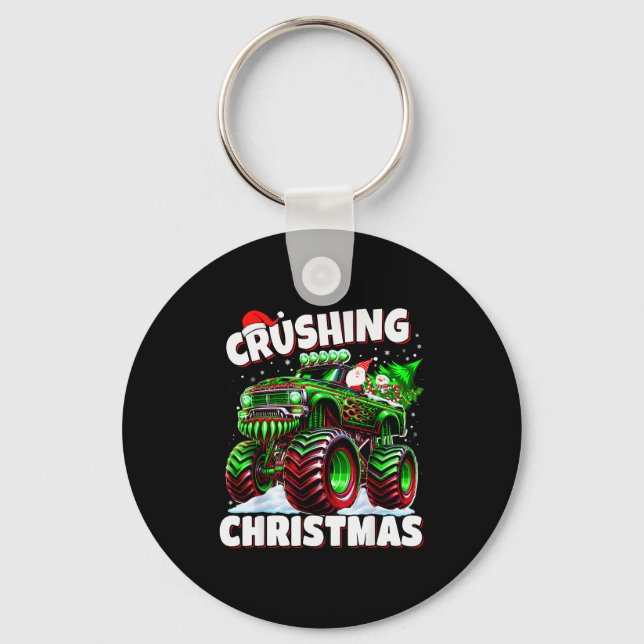 Crushing Christmas Truck For Boys Kids Holiday  Key Ring (Front)
