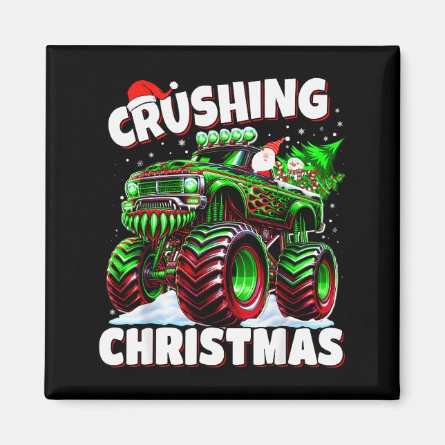 Crushing Christmas Truck For Boys Kids Holiday  Magnet (Front)
