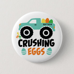 Crushing Eggs Cool Modern Easter Truck Name 6 Cm Round Badge