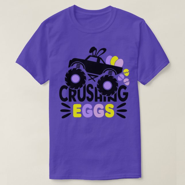 Crushing Eggs Easter Truck Egg Monster Truck Car W T-Shirt (Design Front)