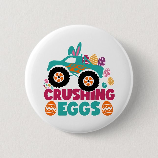 Crushing Eggs Funny Quote Happy Easter Sunday Egg  6 Cm Round Badge (Front)
